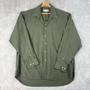 Christian Dior Vintage Olive Green Button Shirt 16.5 34/35 Cotton Men Luxury